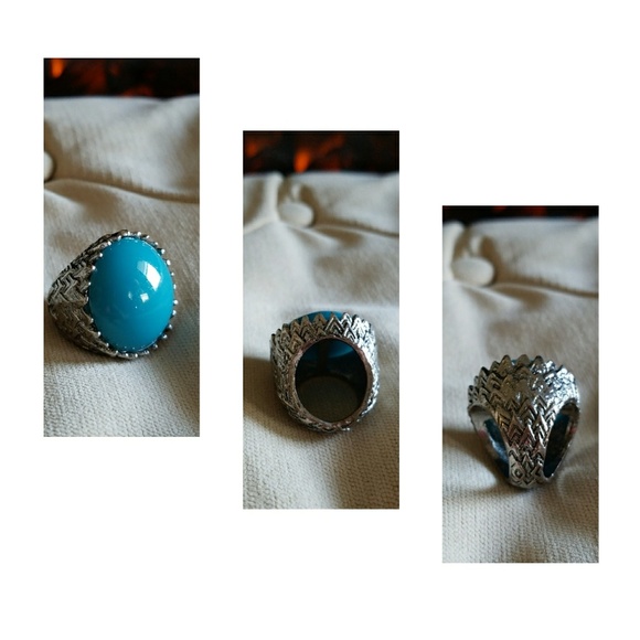 💙 ASOS Turquoise Silver Statement Ring 💙 - Picture 5 of 5